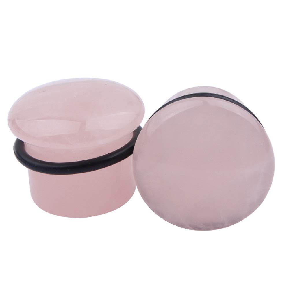 Single Flared Rose Quartz Ear Gauges - Natural Stone Plugs & Tunnels for Ear Stretching (4g/5mm) - Perfect for Everyday Wear & Boho Style