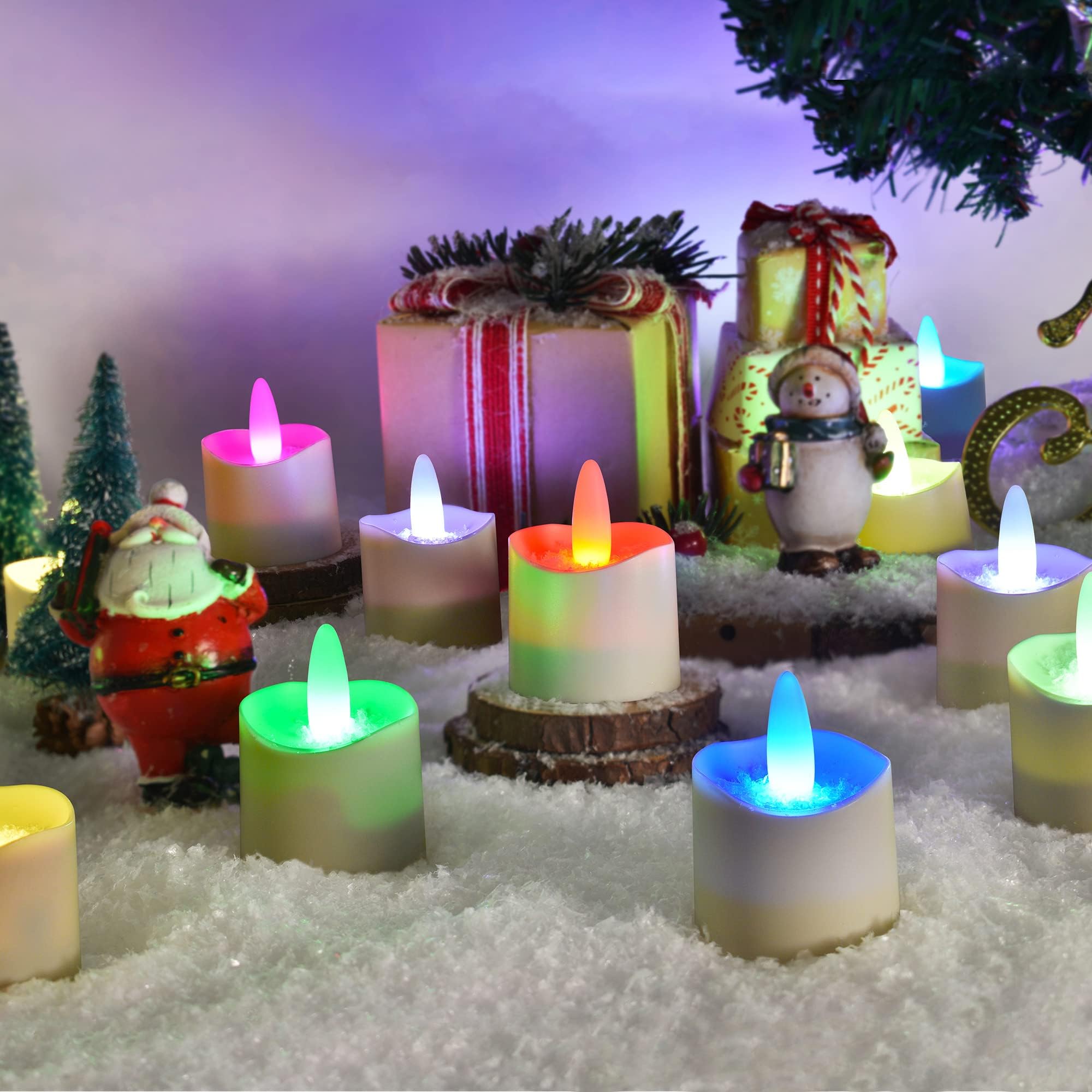 Rechargeable Flameless LED Candles with Remote & Timer, 60+ Hours Battery Life, Waterproof Outdoor RGB Tea Lights - 12 Pack for Valentine's Day, Halloween, Christmas, Home Party Decor | Perfect for Weddings, Romantic Dinners, Patio Lighting & Holiday Centerpieces