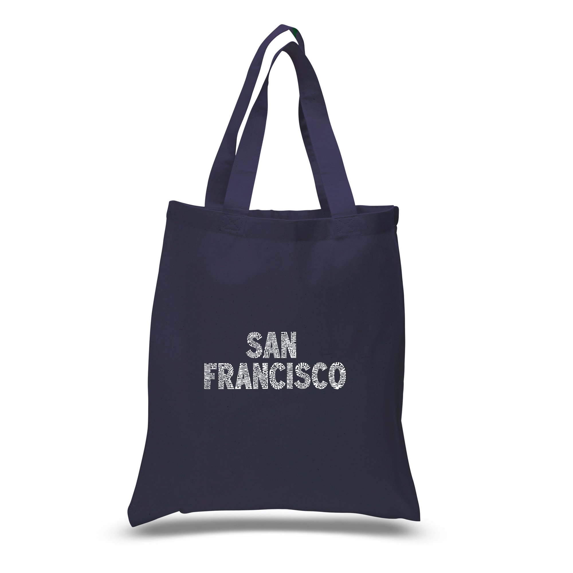 LA POP ART Word Art San Francisco Neighborhoods Tote Bag - Stylish & Durable Canvas Shopper for Travel, Shopping & Daily Use