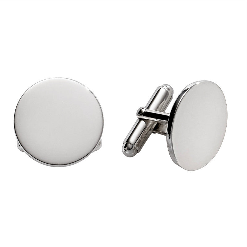 Sterling Silver Plain Round Cufflinks for Men - Elegant Dress Shirt Accessories for Weddings, Business & Formal Events