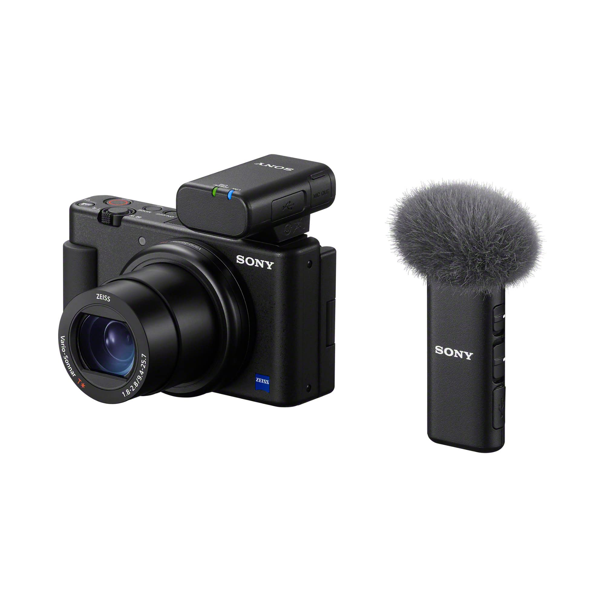 Sony ECM-W2BT Digital Bluetooth Wireless Microphone Kit with Compact Stereo Lavalier Mic & 30W PD Dual-Port Charger - Perfect for Vlogging, Podcasting, Live Streaming & Content Creation (3-Piece Bundle)
