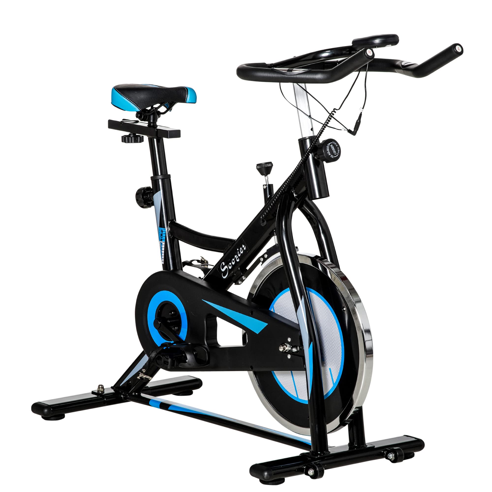 Soozier Exercise Bike for Home - Adjustable Indoor Cycling Bike with Comfortable Seat Cushion & LCD Monitor - Perfect for Cardio Workouts, Weight Loss, and Home Gym Fitness Training