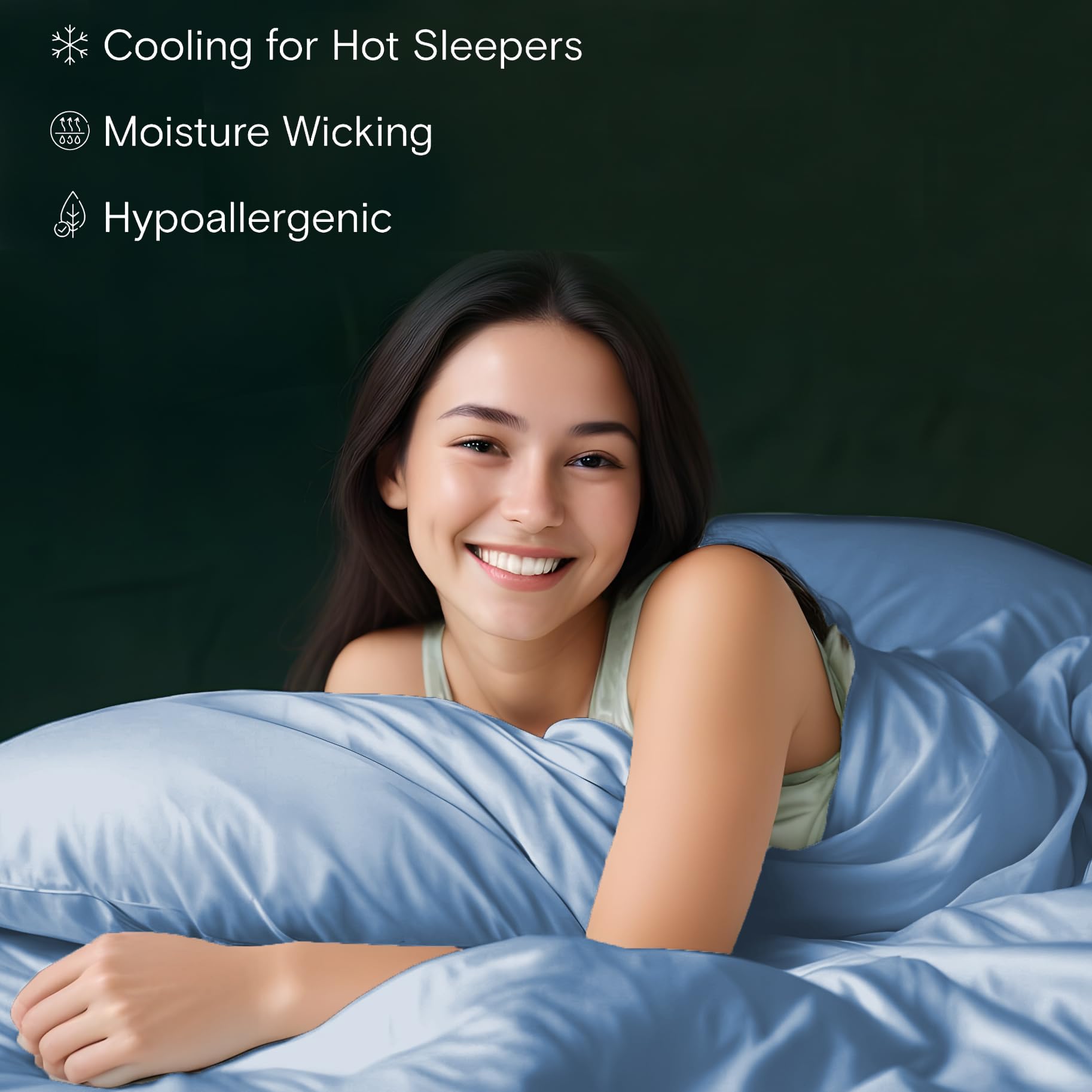 Premium King Size Duvet Cover Set - 100% Bamboo Viscose, Ultra Soft & Breathable, Lightweight Cooling Comforter Cover with Zipper Closure & Corner Ties - Includes Fitted Sheet (Bahamas Blue) - Perfect for Hot Sleepers & Summer Bedding