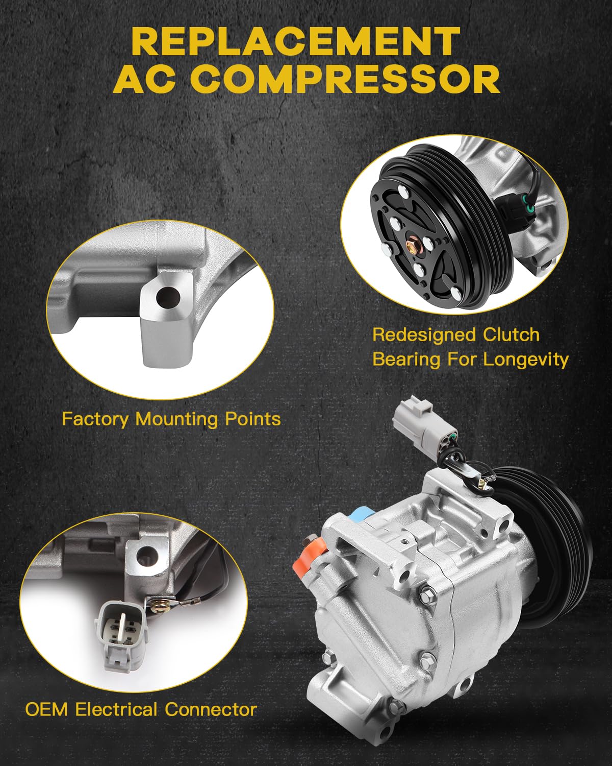 INEEDUP AC Compressor Pump Replacement for 2000-2005 Toyota Echo 1.5L - High Performance Auto Air Conditioning Compressor for Smooth Cooling | Perfect for Summer Road Trips & Daily Commuting