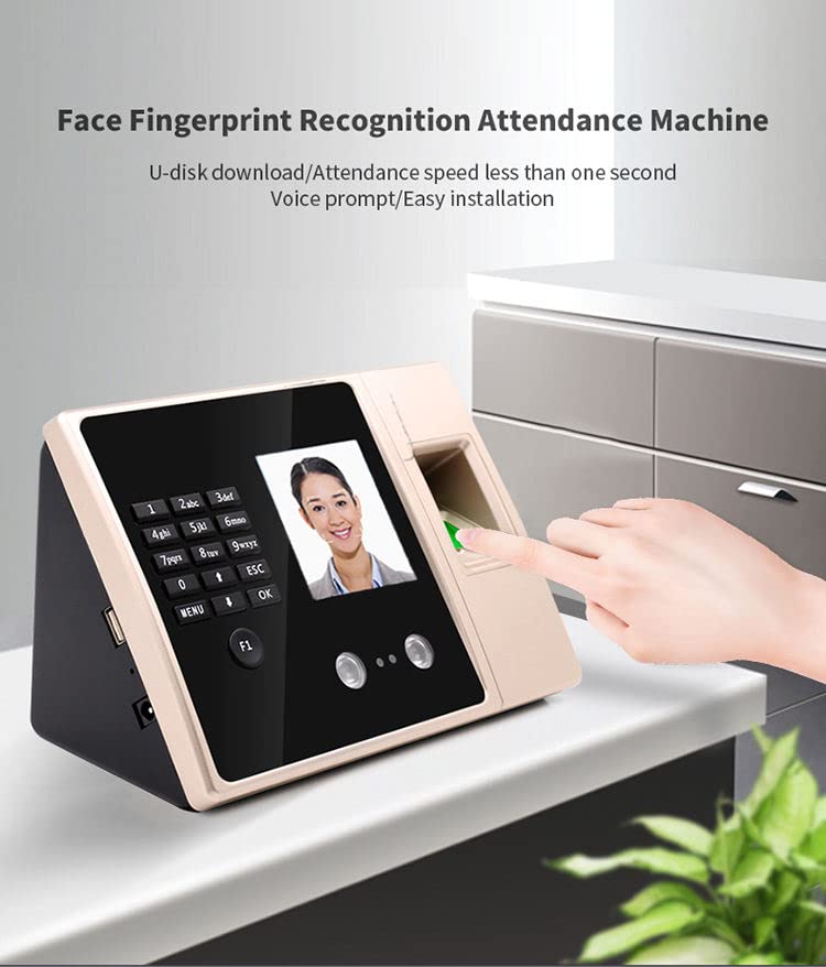 Biometric Time Clock with Facial Recognition & Fingerprint Scanner - Secure Employee Attendance System for Offices, Schools & Workplaces