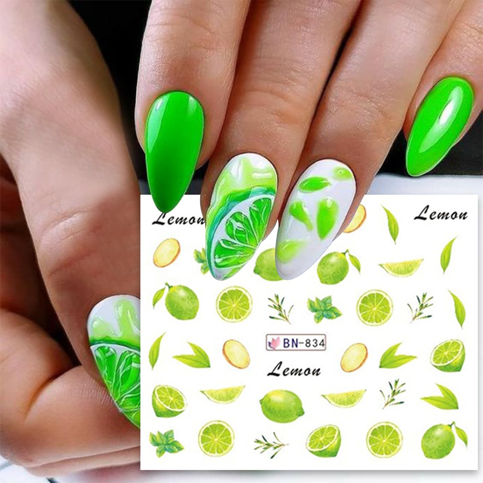 Premium Water Transfer Nail Stickers - Large Fruit Designs (Apple, Orange, Peach, Watermelon, Holographic Strawberry & Lemon) | DIY Nail Art Supplies for Women | Perfect for Summer, Parties, Vacations & Everyday Nail Decor