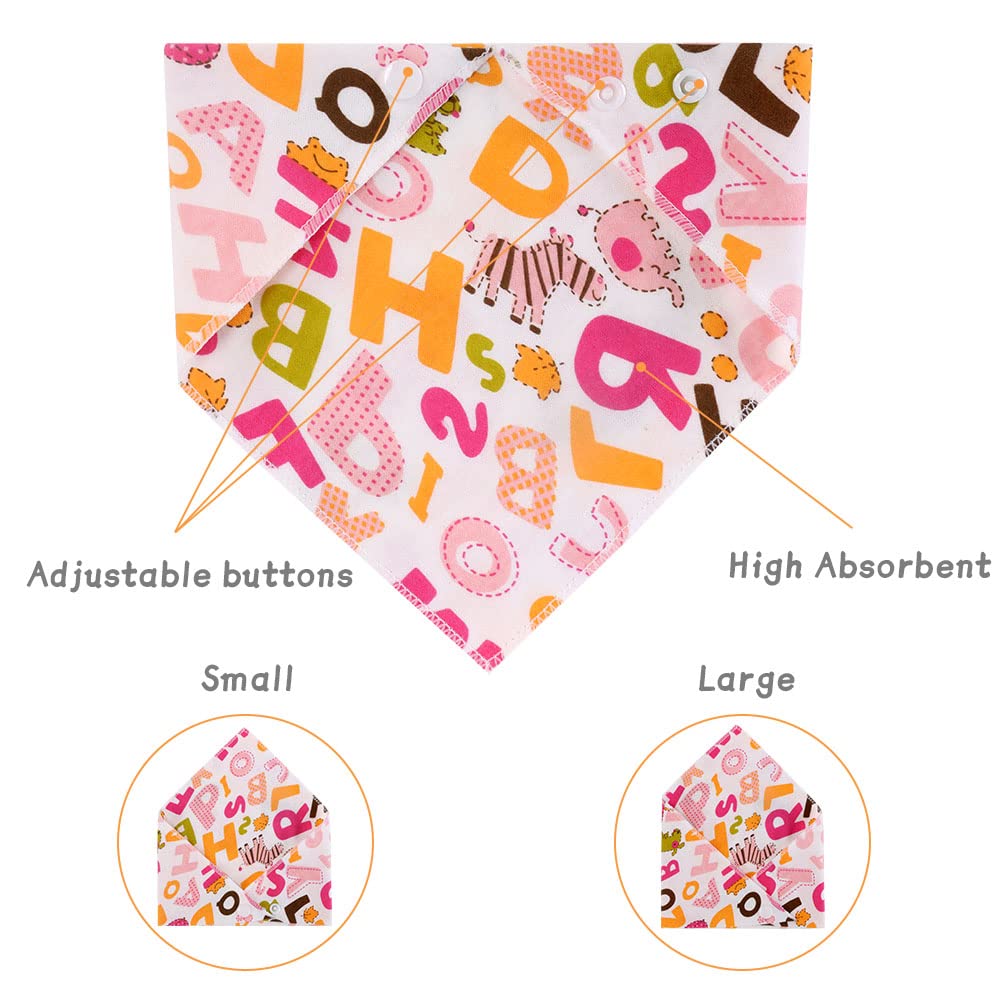 Vicloon 10 Pack Baby Bandana Dribble Bibs - Super Soft & Absorbent Drool Bibs for Teething Infants - Adjustable Snap Closures - Unisex Newborn & Toddler Bib Set - Perfect for Feeding, Playtime & Daily Outfits