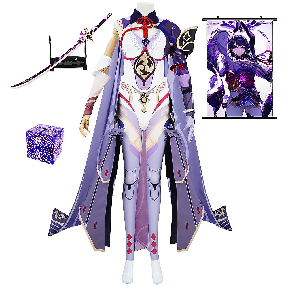 Raiden Shogun Baal Cosplay Costume Set with Wig & Shoes - Genshin Impact Game Character Outfit for Halloween, Anime Conventions & Cosplay Events - Perfect Gift for Fans
