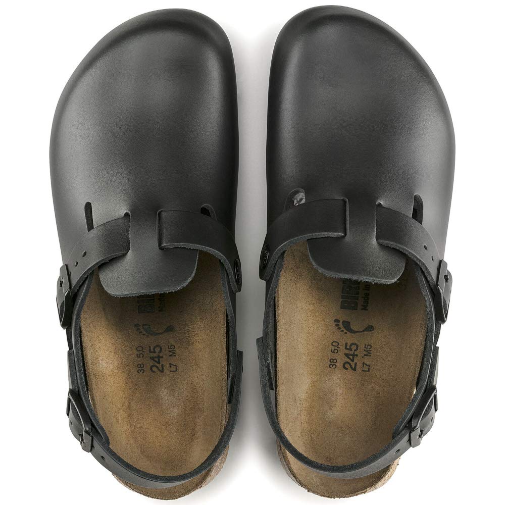 Birkenstock Tokyo Leather Clogs with Super Sole - Black Comfortable Unisex Slip-On Shoes for Men & Women | Perfect for Casual Wear, Work, Home Use & Outdoor Activities