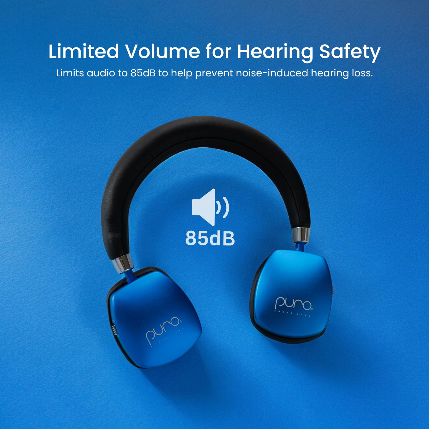 Puro Sound Labs PuroQuiet Plus Kids Bluetooth Headphones with Active Noise Cancelling - Volume Limited, Lightweight On-Ear Design, Built-in Mic & Studio Sound - Safe Hearing Protection for School, Travel & Online Learning (Blue)