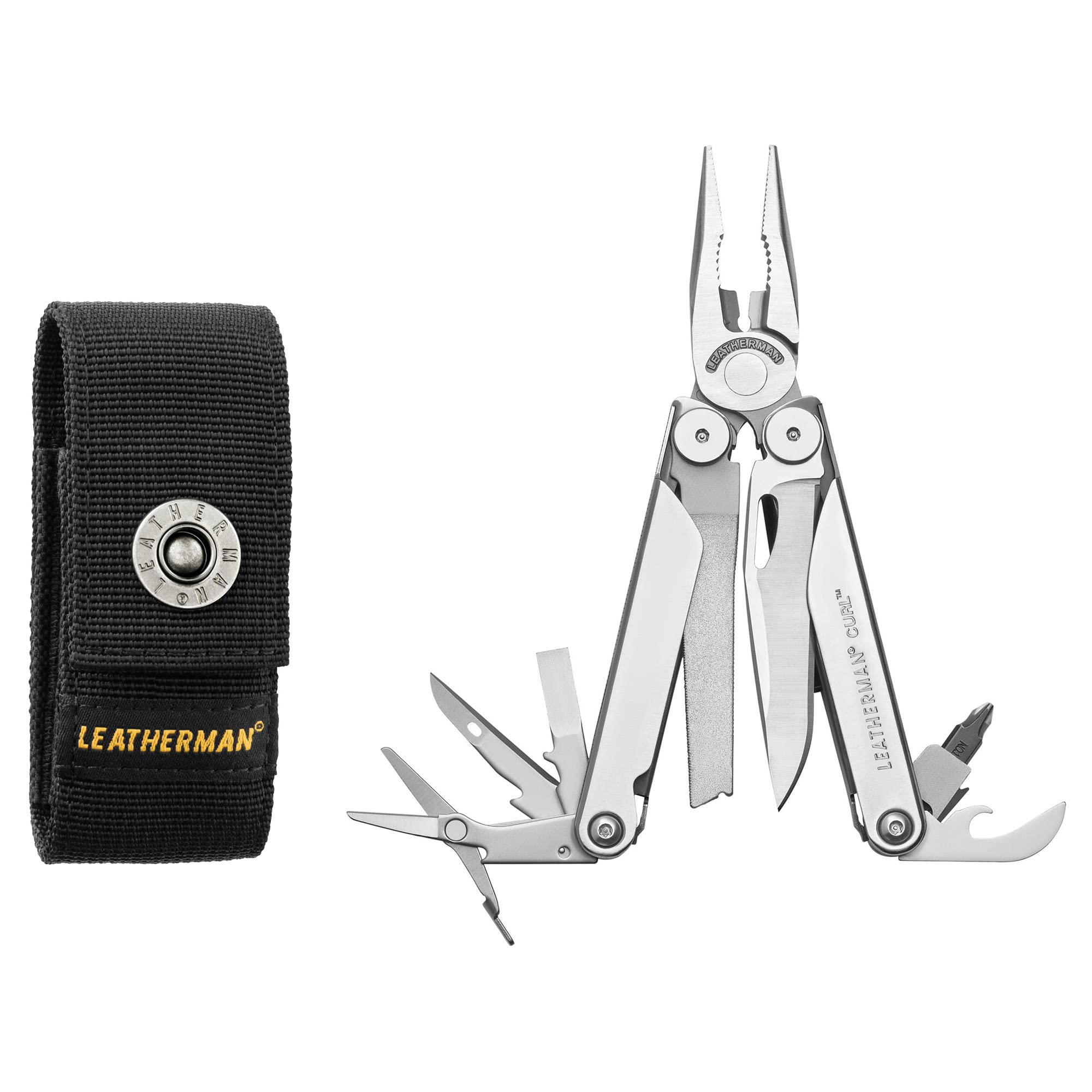 LEATHERMAN Curl Multitool - Stainless Steel Everyday Carry Tool with Nylon Sheath | Perfect for Camping, Hiking, DIY & Emergency Situations