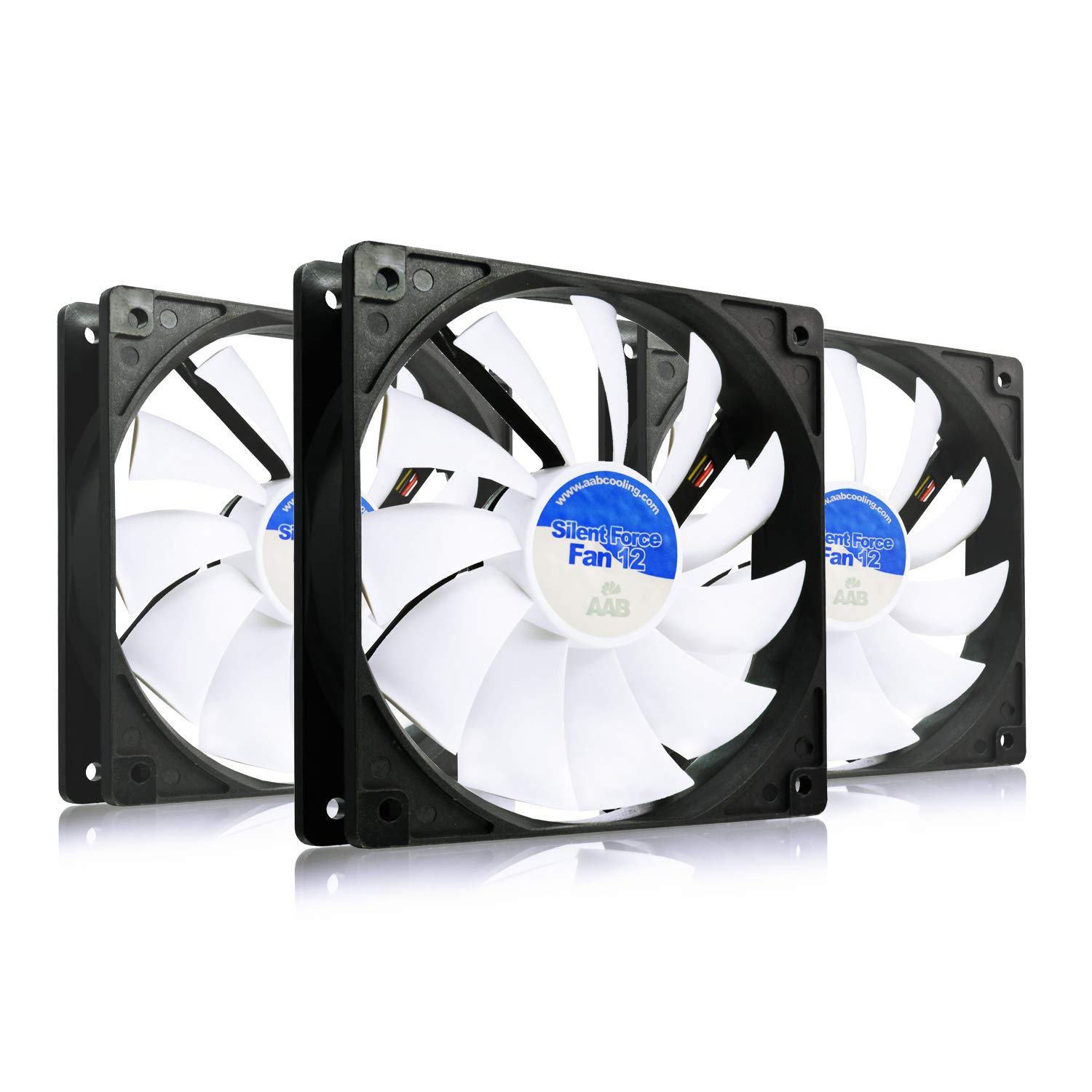 AAB Cooling Silent Force Fan 12 - Ultra Quiet 120mm PC Case Fan with 4 Anti-Vibration Pads, 12V DC Motor - 3 Pack for Gaming PC, Workstation, Server & Home Office Cooling
