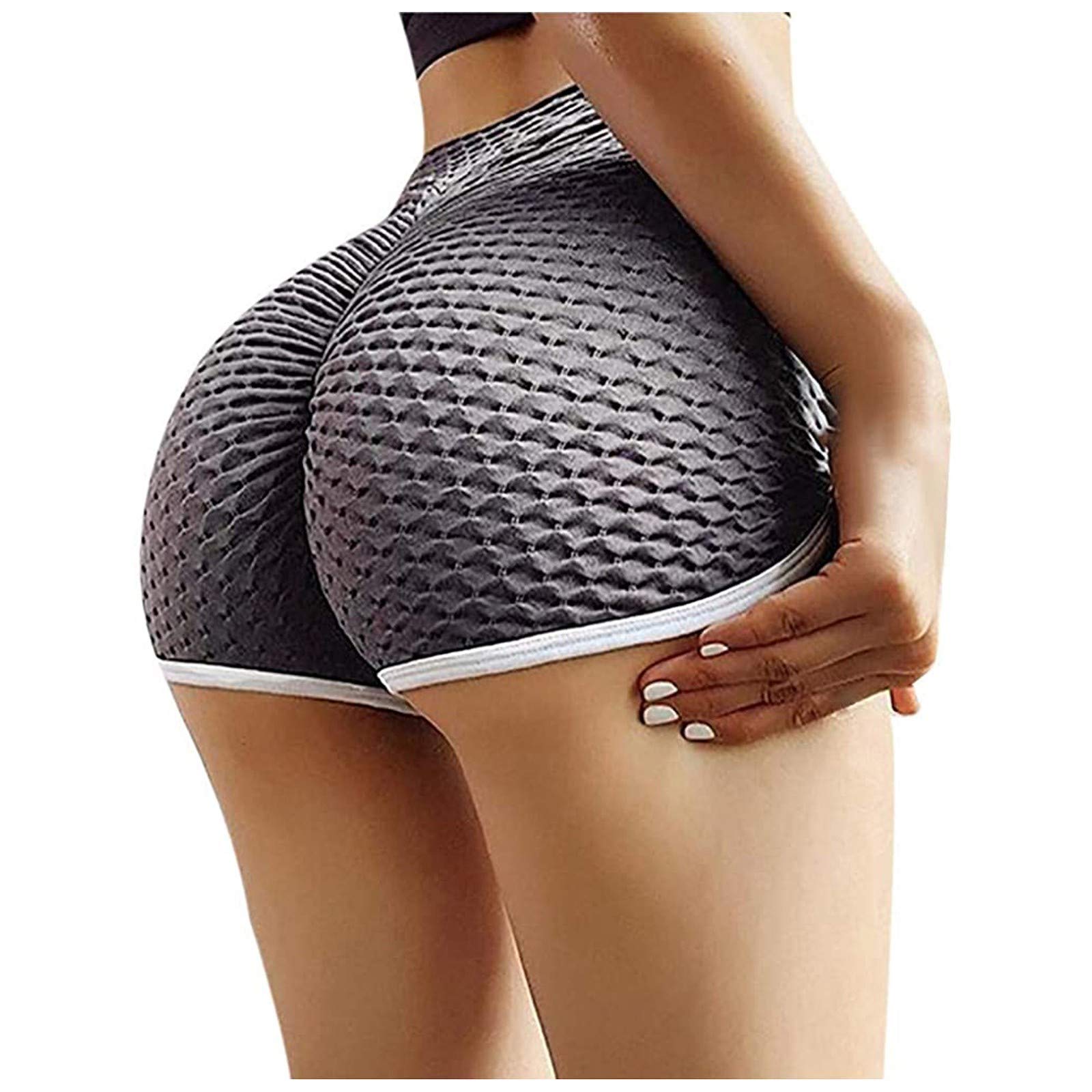 Women's High Waist Yoga Shorts with Butt Lift - Scrunch Textured Booty Workout Shorts for Running, Gym & Hot Yoga