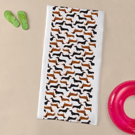 Dachshund White Large Beach Towel - Soft, Absorbent & Unique Dog Design | Perfect for Pool, Beach, Picnics & Gifts