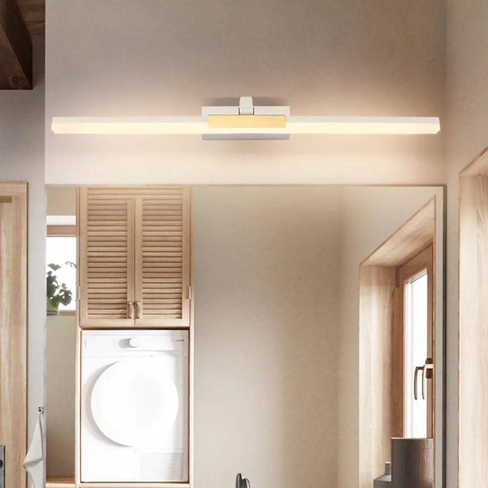 Modern White Minimalist Wall Light for Bathroom - Sleek LED Sconce with Adjustable Brightness, Perfect for Vanity Mirror Lighting and Small Space Illumination