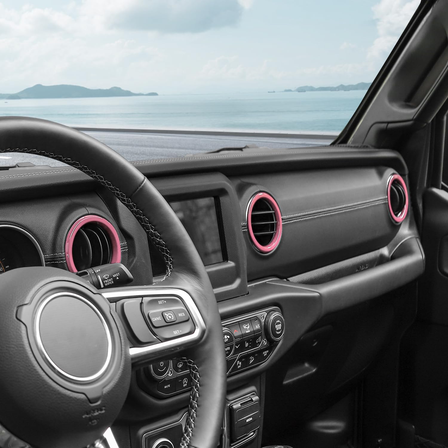 Jeep Wrangler JL JLU & Gladiator JT Dash Air Vent Covers (2018-2023) - Pink Interior Accessories 4pc Set | AC Vent Trim for Enhanced Style & Protection | Perfect for Off-Road Adventures & Daily Commutes