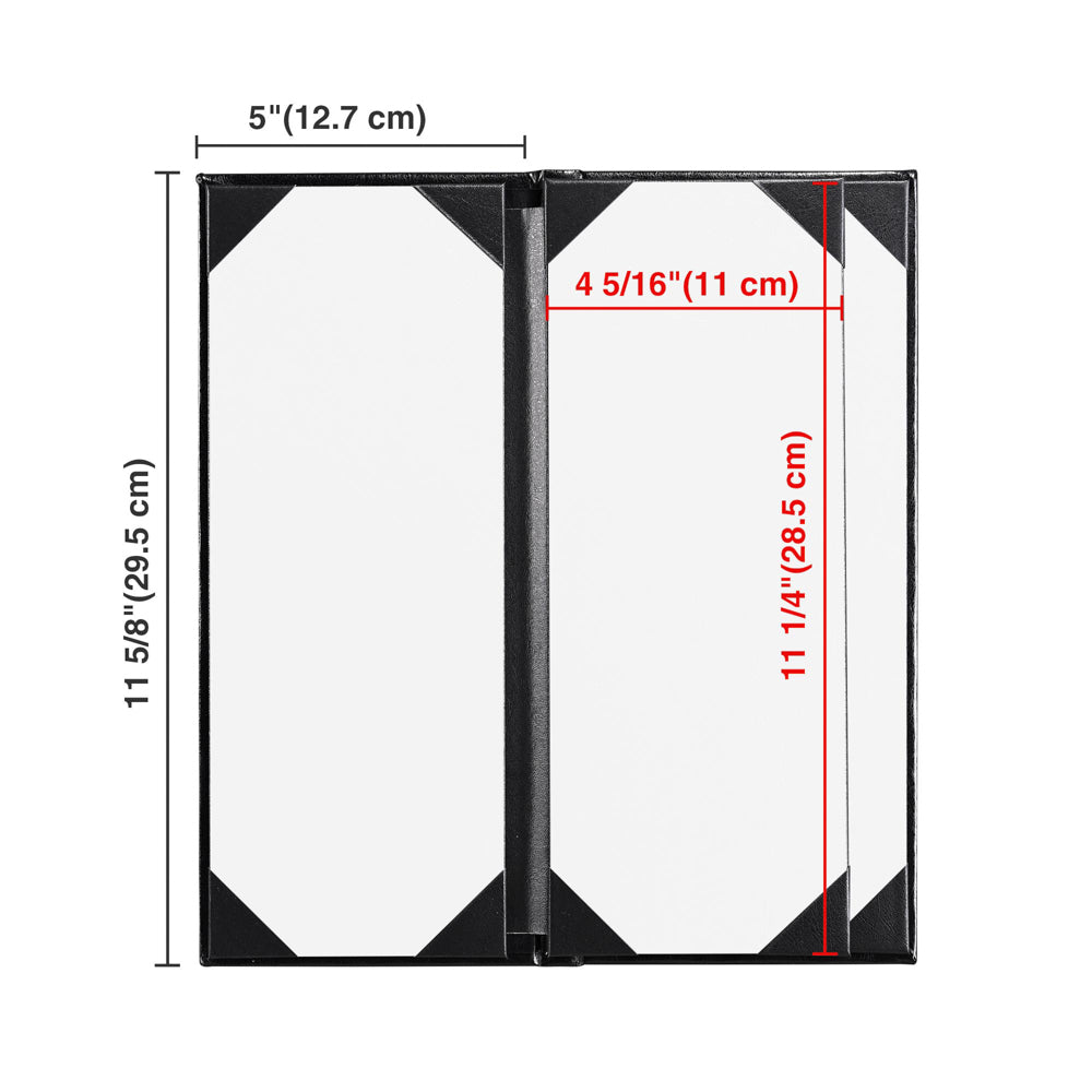 Premium PU Leather Menu Book Covers - 5-Pack, 4.25
