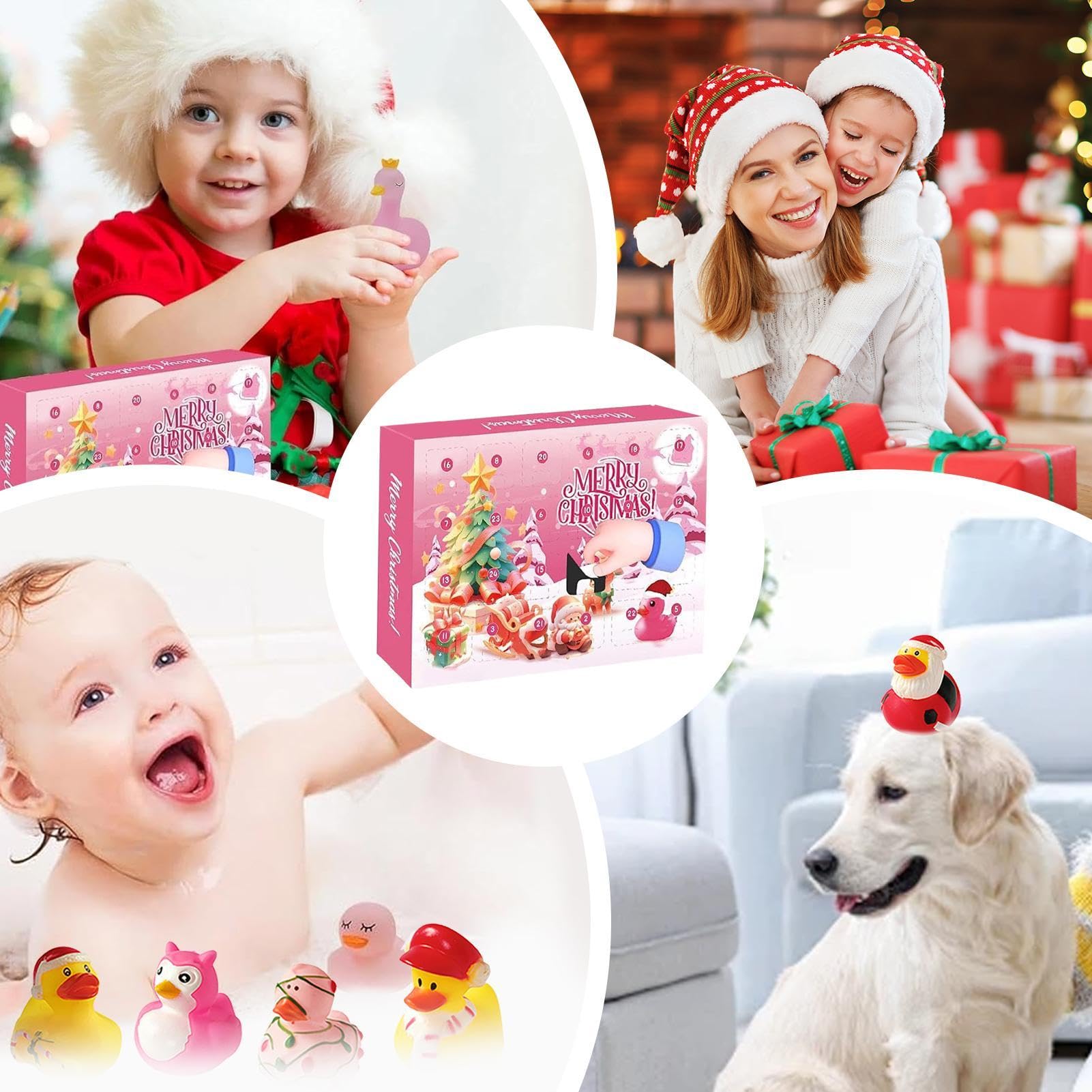 2 Sets Rubber Duck Shaped Advent Calendar 2024 - Fun Christmas Countdown Calendar with 24 Cute Cartoon Rubber Ducks | Holiday Home Decor, Kids Gift, Party Favor, Stocking Stuffer for Xmas Celebrations
