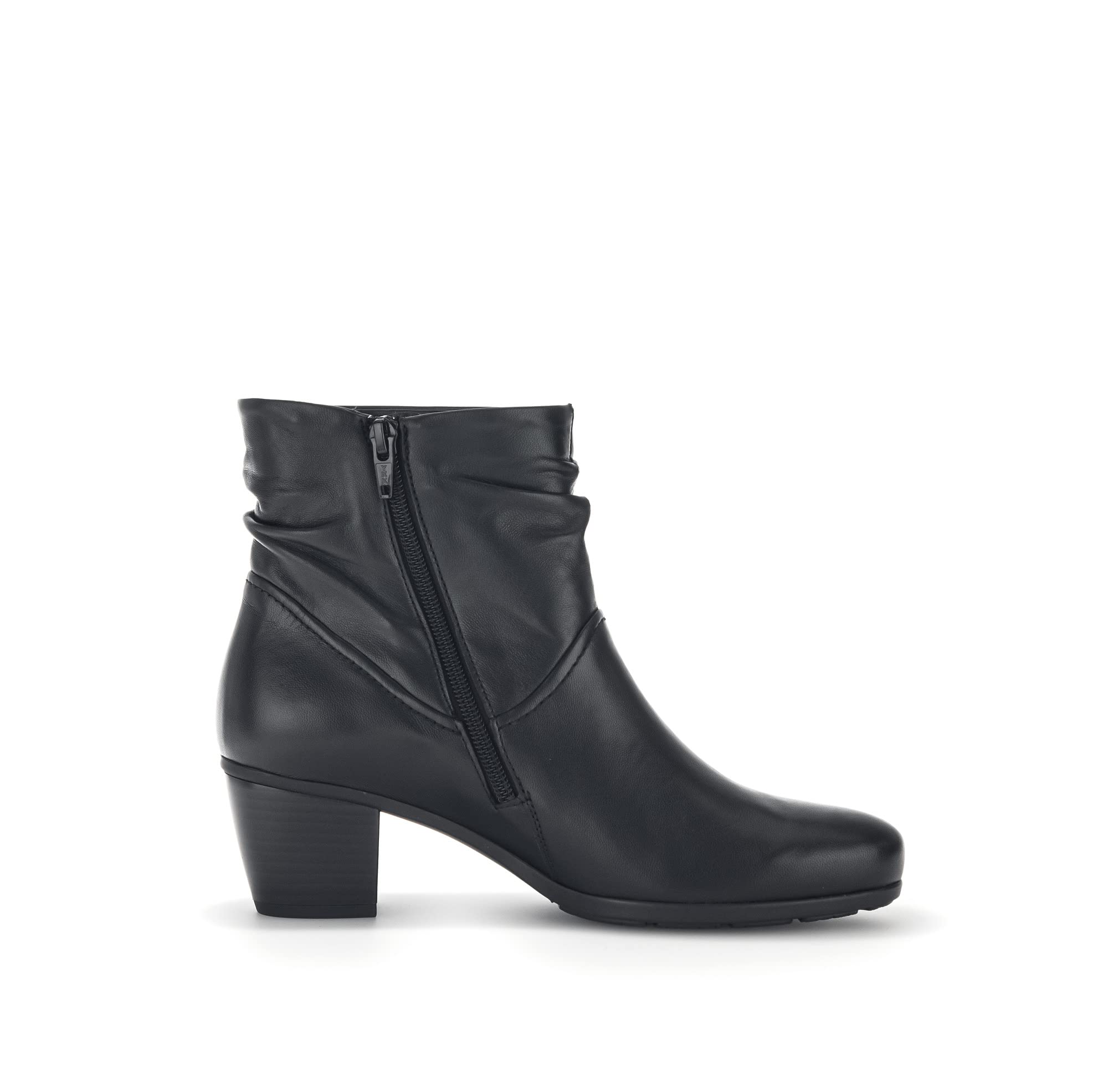 Gabor Women's Ankle Boots - Black Leather Low Booties with Zipper & Removable Insole | EU 41 / UK 7.5 | Comfortable Casual & Office Shoes for Women | Perfect for Work, Dating & Everyday Wear
