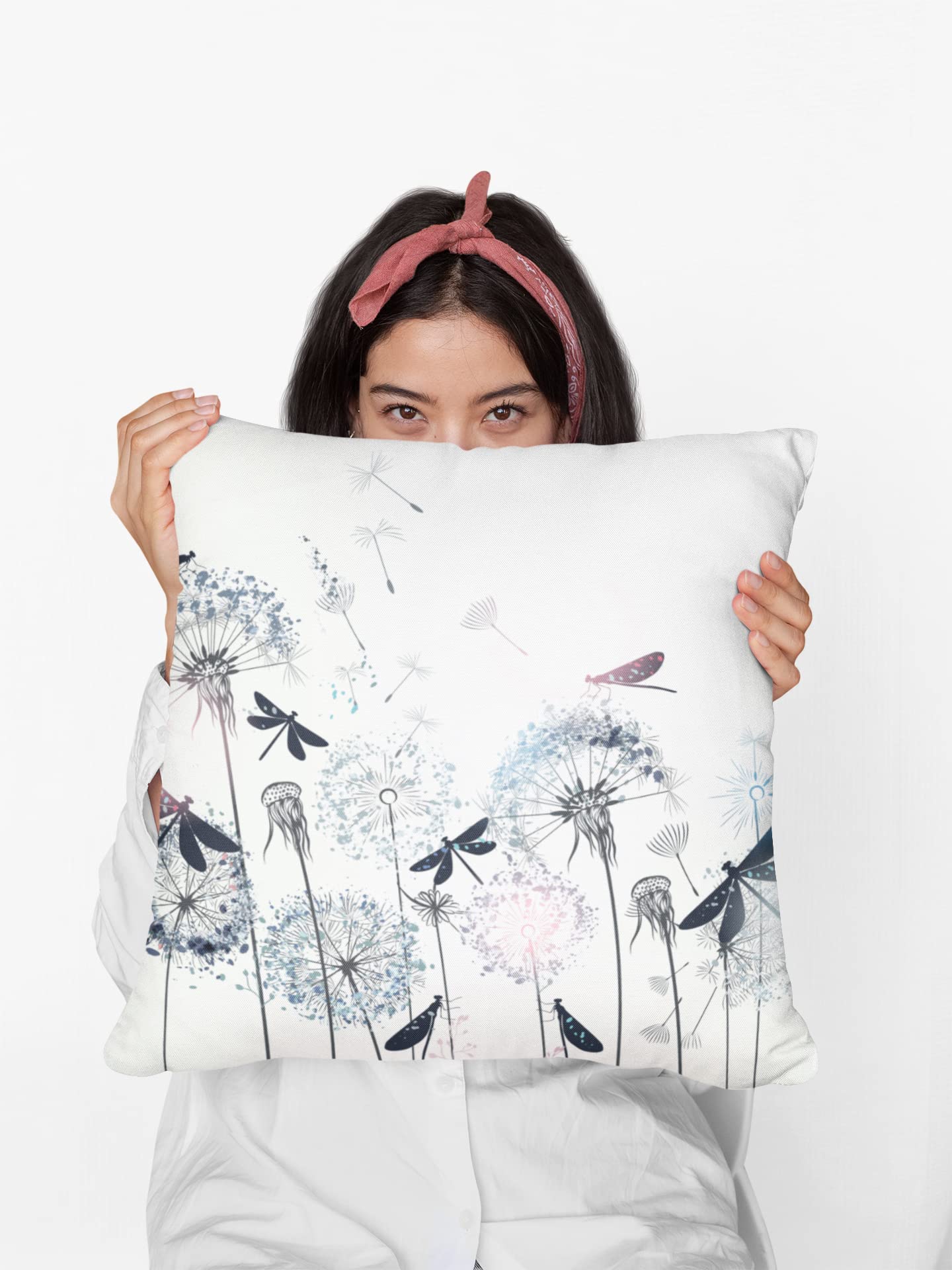 Elegant Dragonfly Decorative Throw Pillow Covers 18x18 Inch - Square Cushion Covers for Sofa, Couch, Bedroom & Patio - Soft Home Decor Accent Pillow Cases for Living Room, Outdoor & Indoor Use