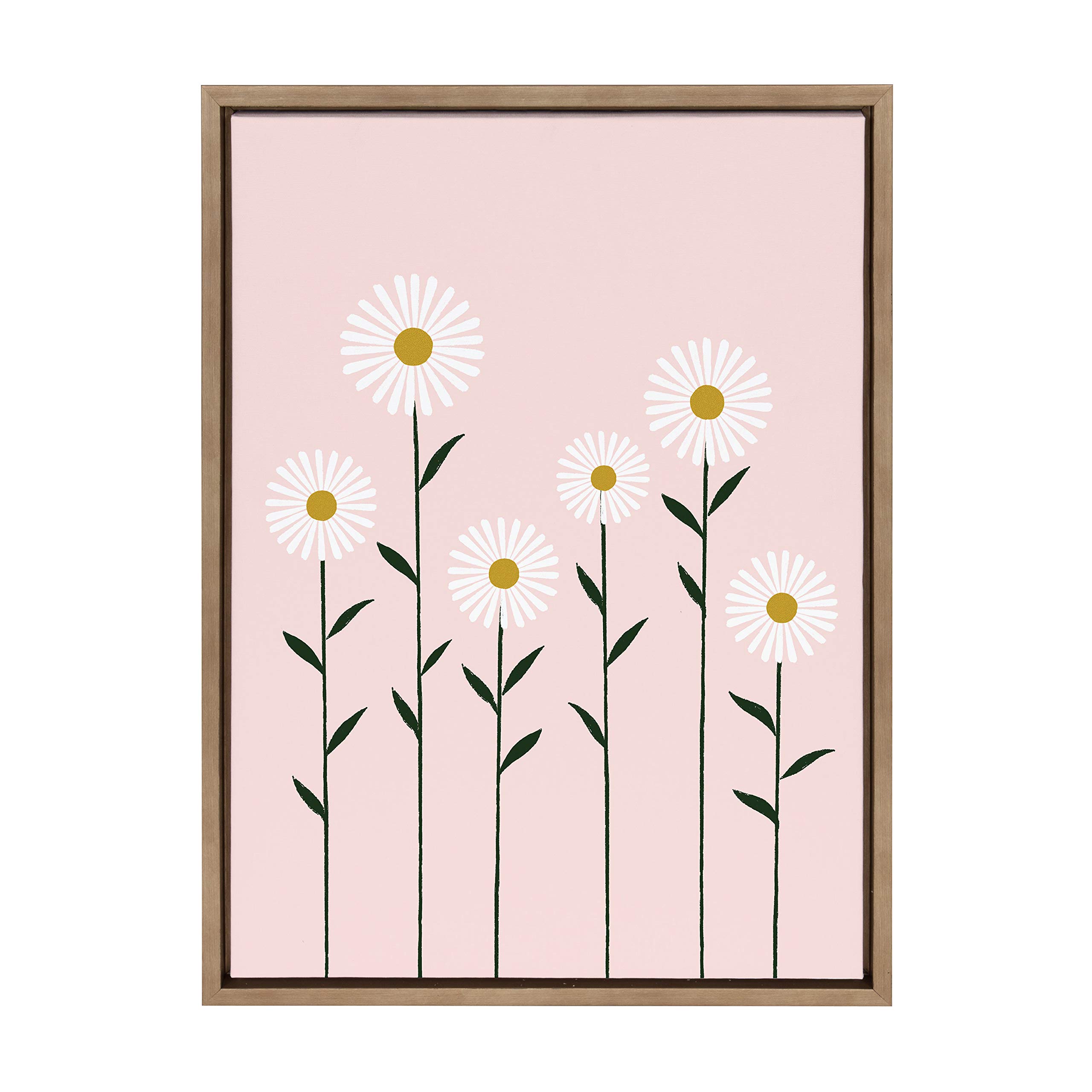 Kate & Laurel Sylvie Daisies Framed Canvas Wall Art - 18x24 Inch Gold Floral Painting by Duchess Plum - Perfect for Living Room, Bedroom & Office Decor