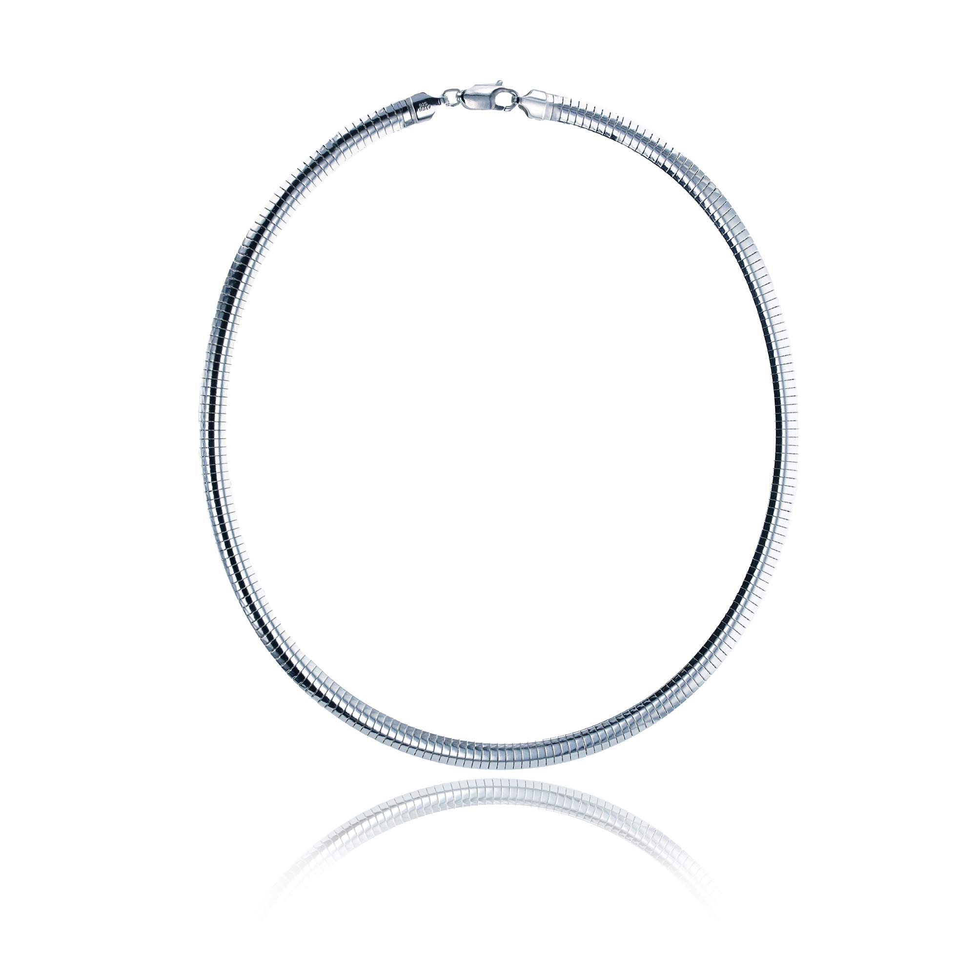 Sterling Silver Plated Omega Chain Necklace - 6mm Width, 20