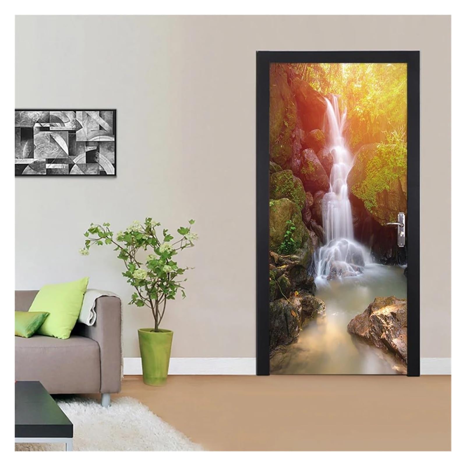 DIY Waterfall Scenery Door Stickers - 77x200cm Removable Wall Decals for Home Decor, Living Room Art Mural, Bedroom & Office Wall Stickers - Perfect for Home Improvement and Interior Design
