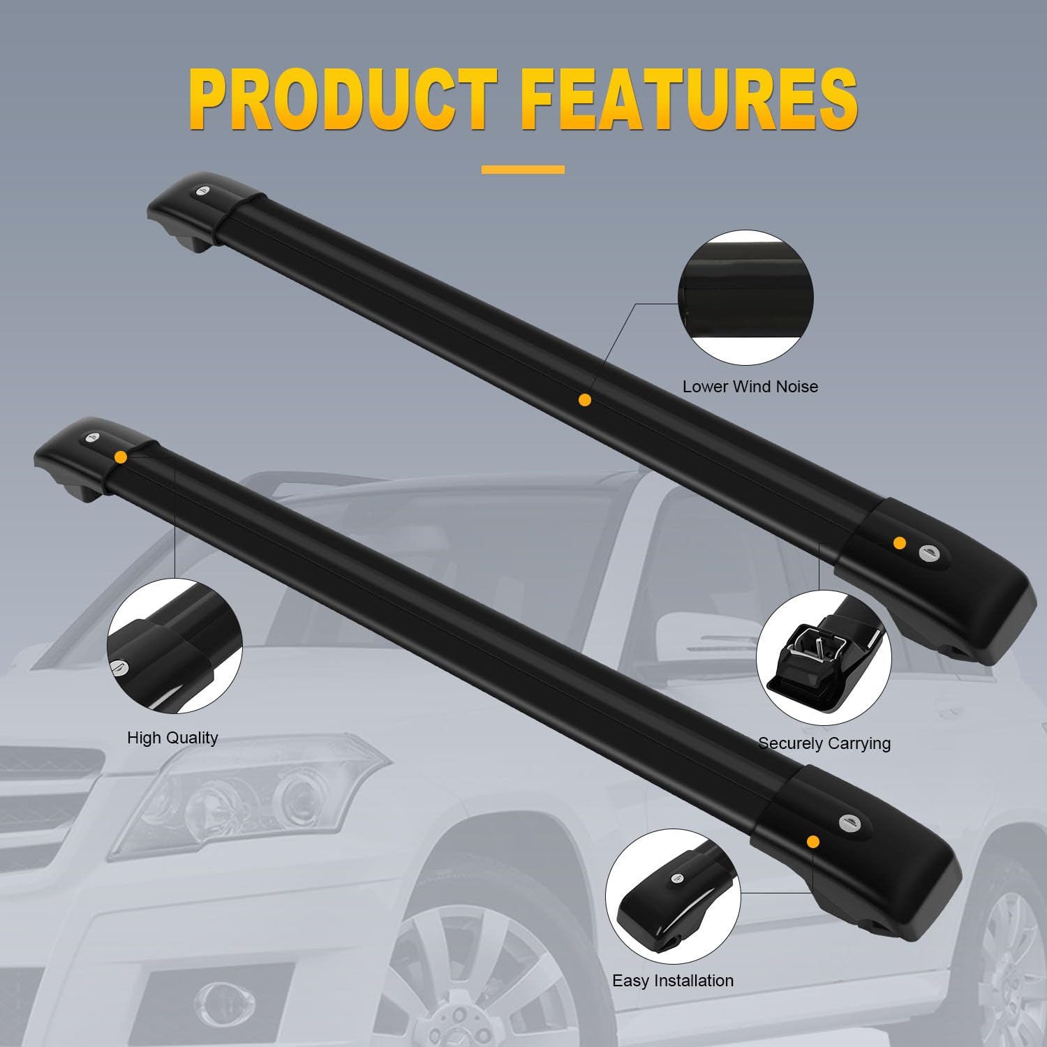 OCPTY Universal Roof Rack Cross Bars for Mercedes-Benz GLK250 (2013-2015) & GLK300 (2010-2012) - Heavy Duty Cargo Carrier for Luggage, Kayak, Canoe, Bike, Snowboard | Perfect for Road Trips & Outdoor Adventures