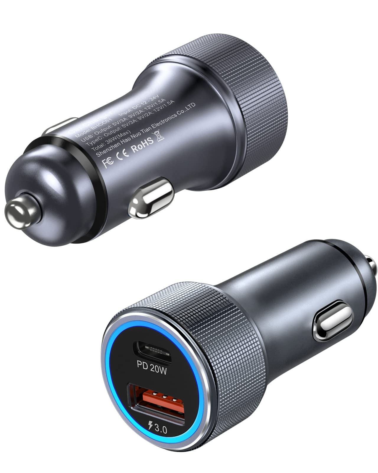 2 Pack USB C Car Charger - Eversame All-Metal Dual QC PD3.0 38W Fast Charging Adapter for iPhone 16 Pro Max/15, Samsung Galaxy S23/S22, iPad Pro - Perfect for Road Trips & Long Commutes