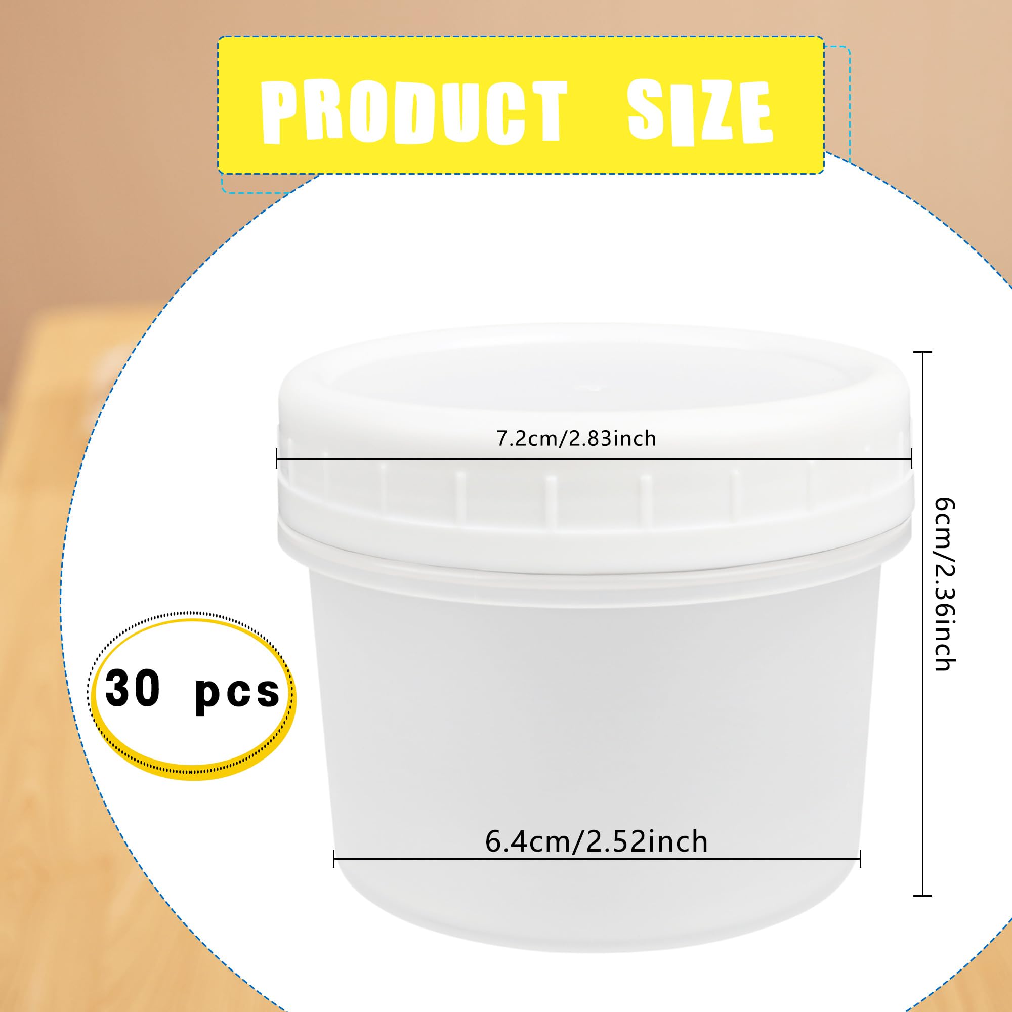 30 Pack 5 oz Plastic Food Storage Containers with Screw Lids - Small Reusable Freezer Safe Containers, Leak Proof Jars for Fruit, Cake, Jam, Ice Cream - Perfect for Meal Prep, Leftovers & Pantry Organization