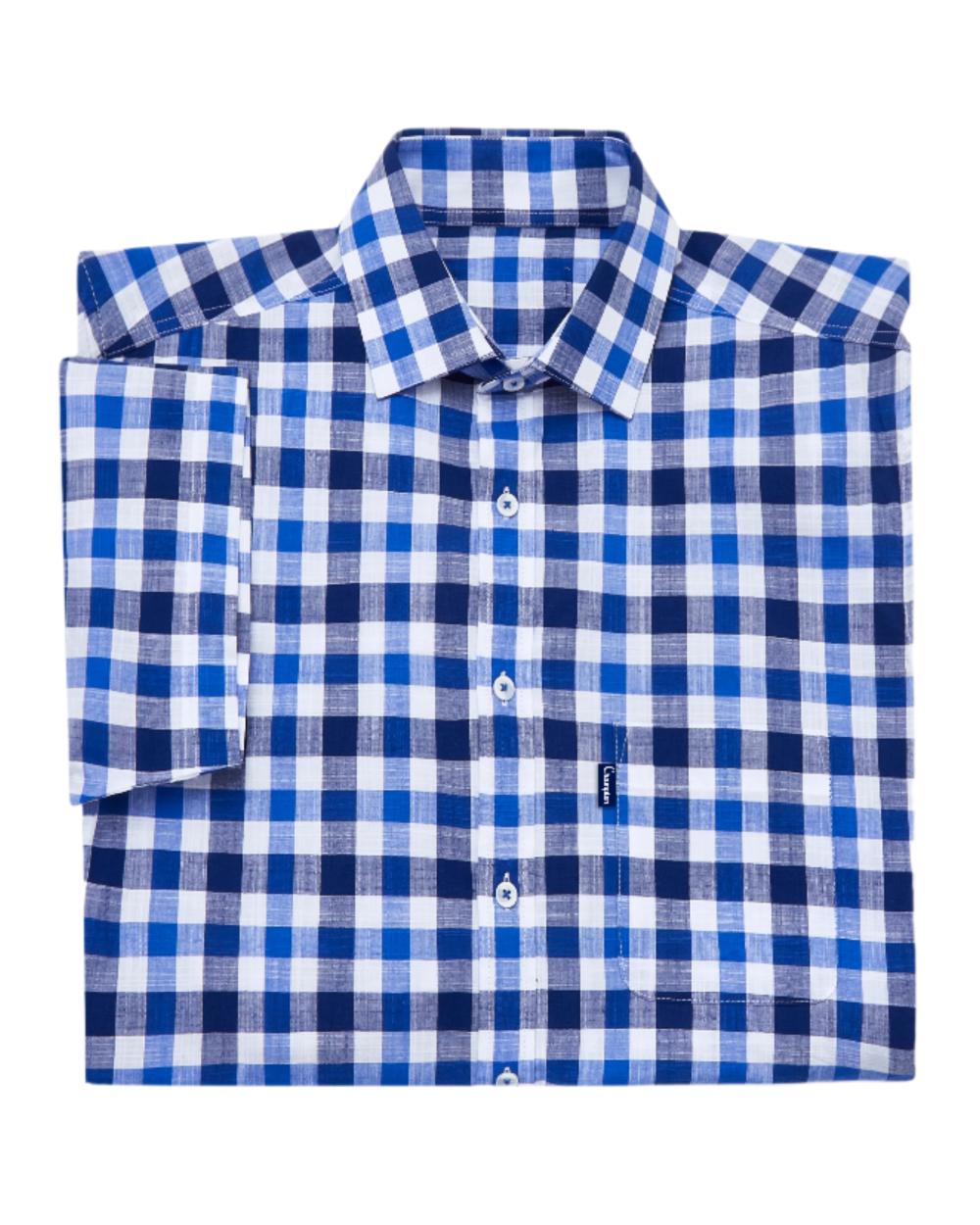 Champion Holkham Men's Short Sleeve Casual Shirt - Breathable Cotton, Slim Fit, Button Down Collar for Work, Travel & Outdoor Activities