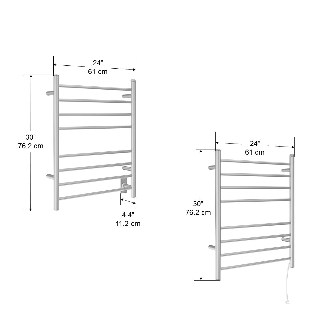 Prestige Dual 8 Bar Hardwired & Plug-in Towel Warmer - Brushed Stainless Steel - Bathroom Luxury for Spa, Hotel & Home Use