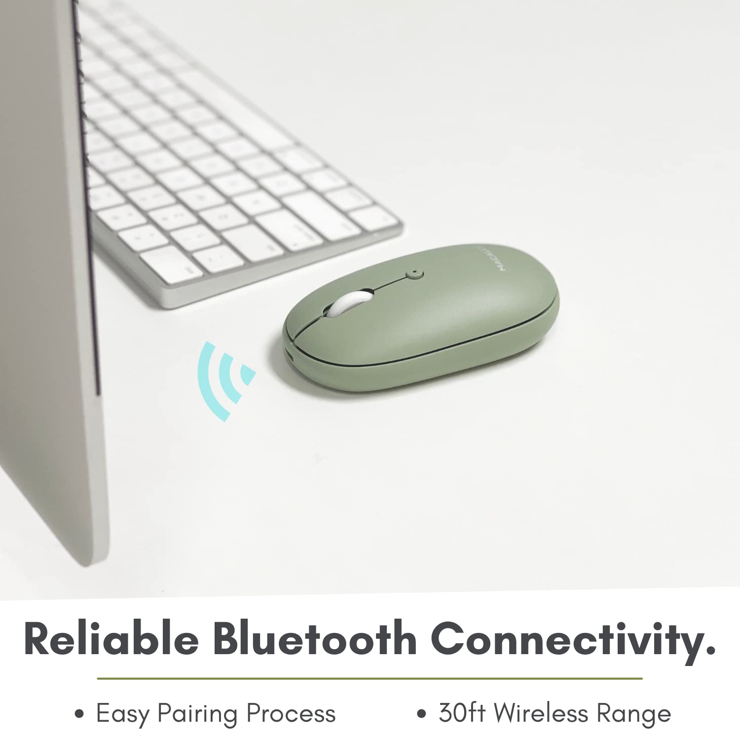 Macally Wireless Bluetooth Mouse - Rechargeable, Quiet & Ergonomic Mouse for MacBook Air/Pro, iMac, iPad, Windows PC - Strong Connection for Laptop & Desktop Use - Perfect for Office, Travel & Home Computing