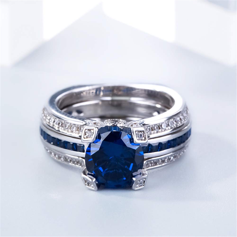 Jeulia 3.5 Carat Cubic Zirconia Wedding Ring Set for Women - Sterling Silver Simulated Diamond Engagement Ring with Round Cut Colorful Stones - Anniversary Promise Rings - Perfect for Bridal Jewelry Gifts & Special Occasions