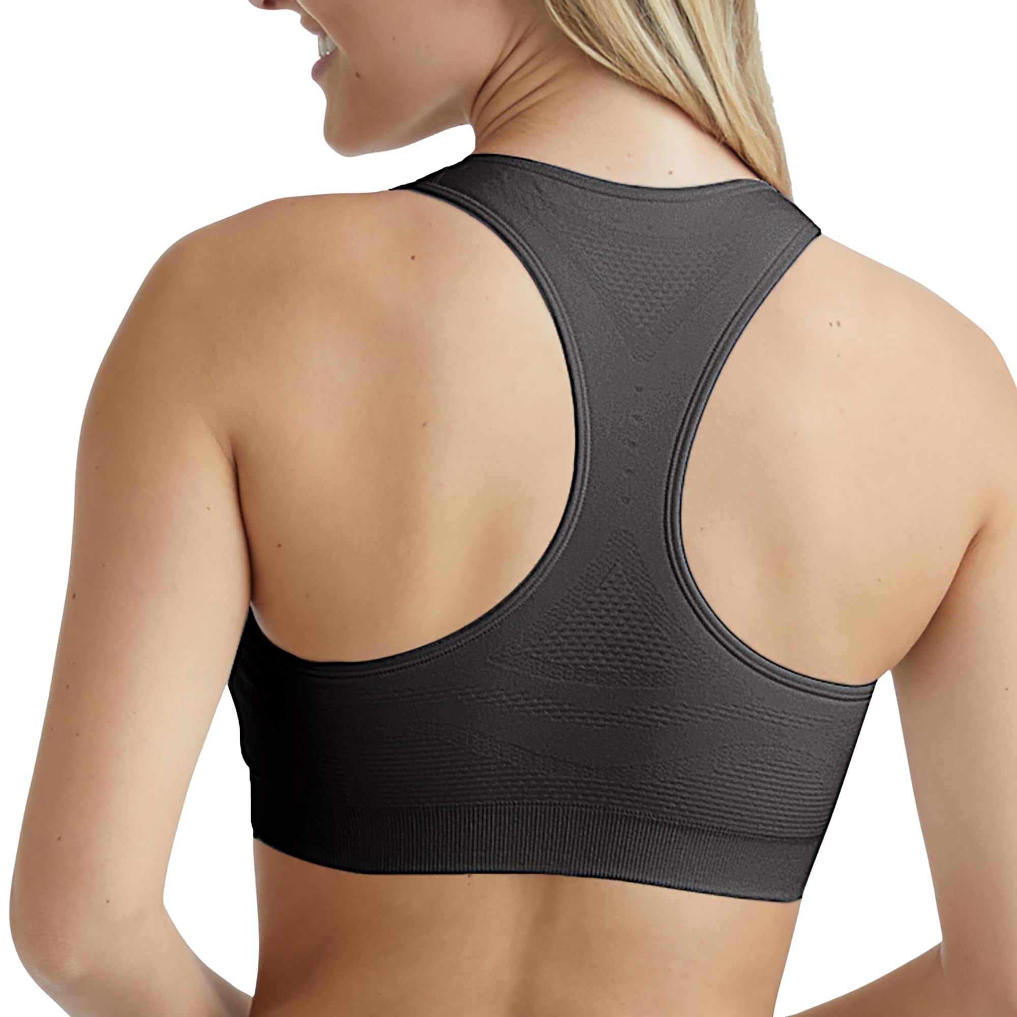 Hanes Women's Seamless Racerback Sports Bra - Moisture-Wicking, Moderate Support Workout Bra - 1 or 3 Pack - Perfect for Yoga, Running & Gym Fitness Activities