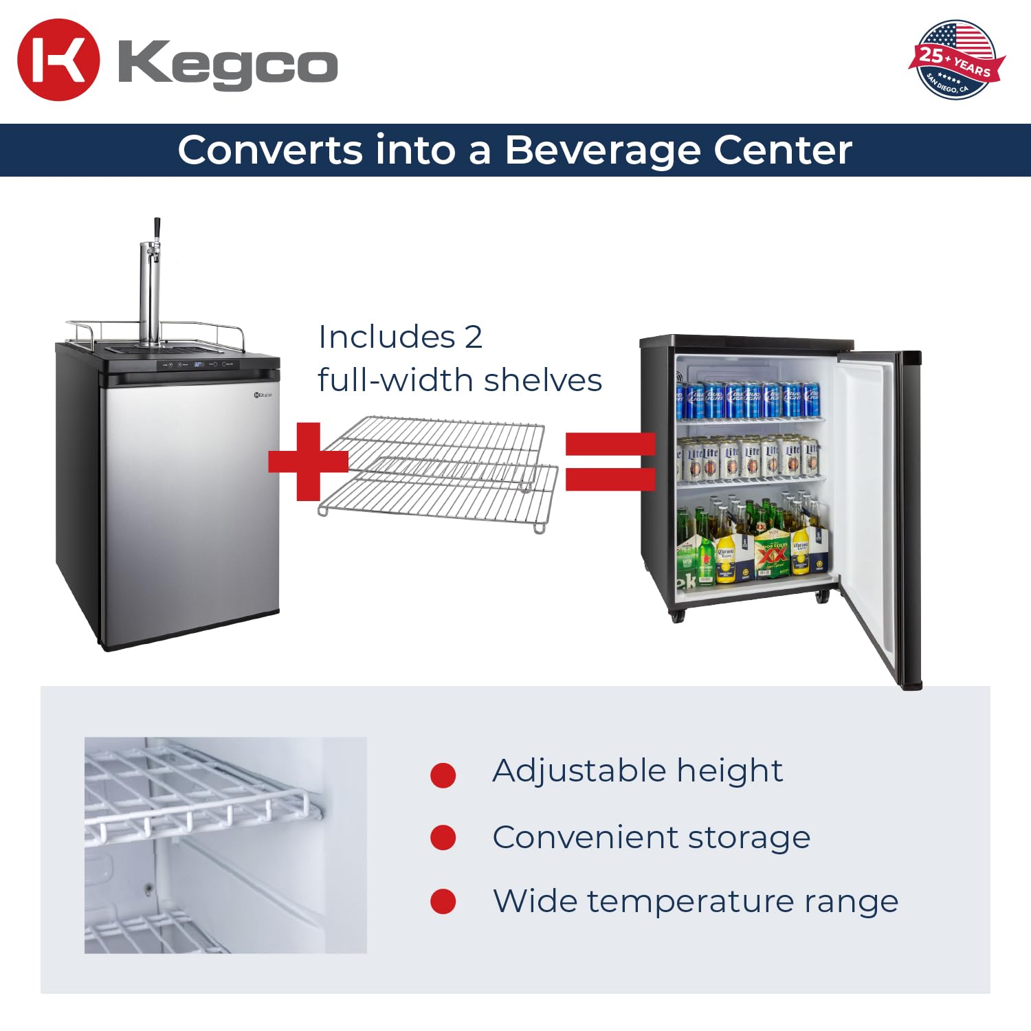 Kegco K309SS-1 Stainless Steel Keg Dispenser - Commercial & Home Beer Tap System for Parties, Bars & Restaurants