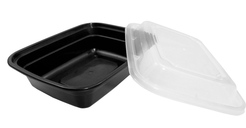 12 oz. Black Oblong Microwave & Freezer Safe Food Storage Containers with Lids - BPA Free, Stackable (Pack of 10) - Ideal for Meal Prep, Leftovers & Office Lunches