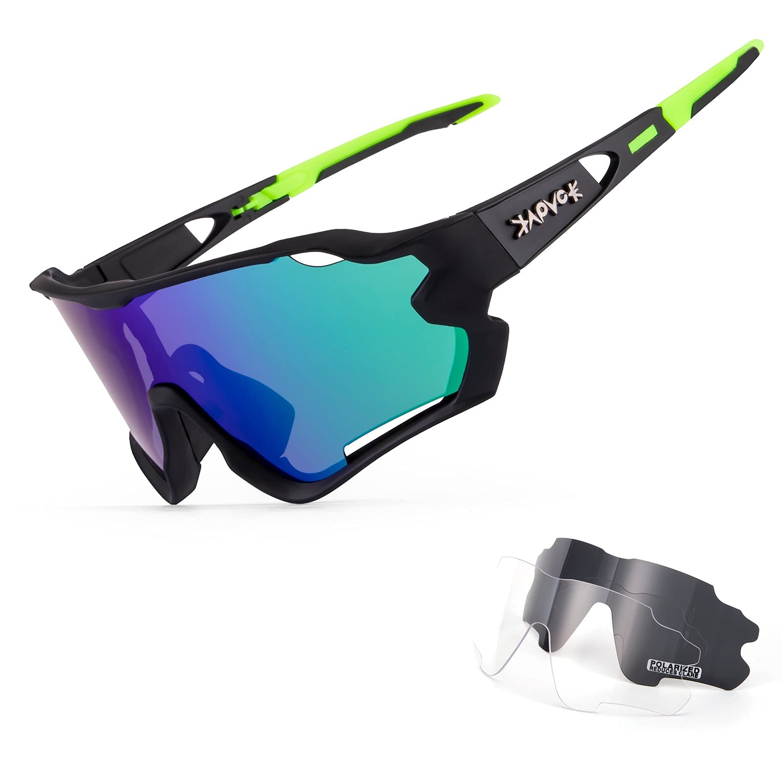 KAPVOE Polarized Cycling Sunglasses for Men & Women - UV Protection, Anti-Glare MTB Bike Glasses for Mountain Biking, Beach & Fishing - Lightweight Sports Eyewear for Outdoor Activities