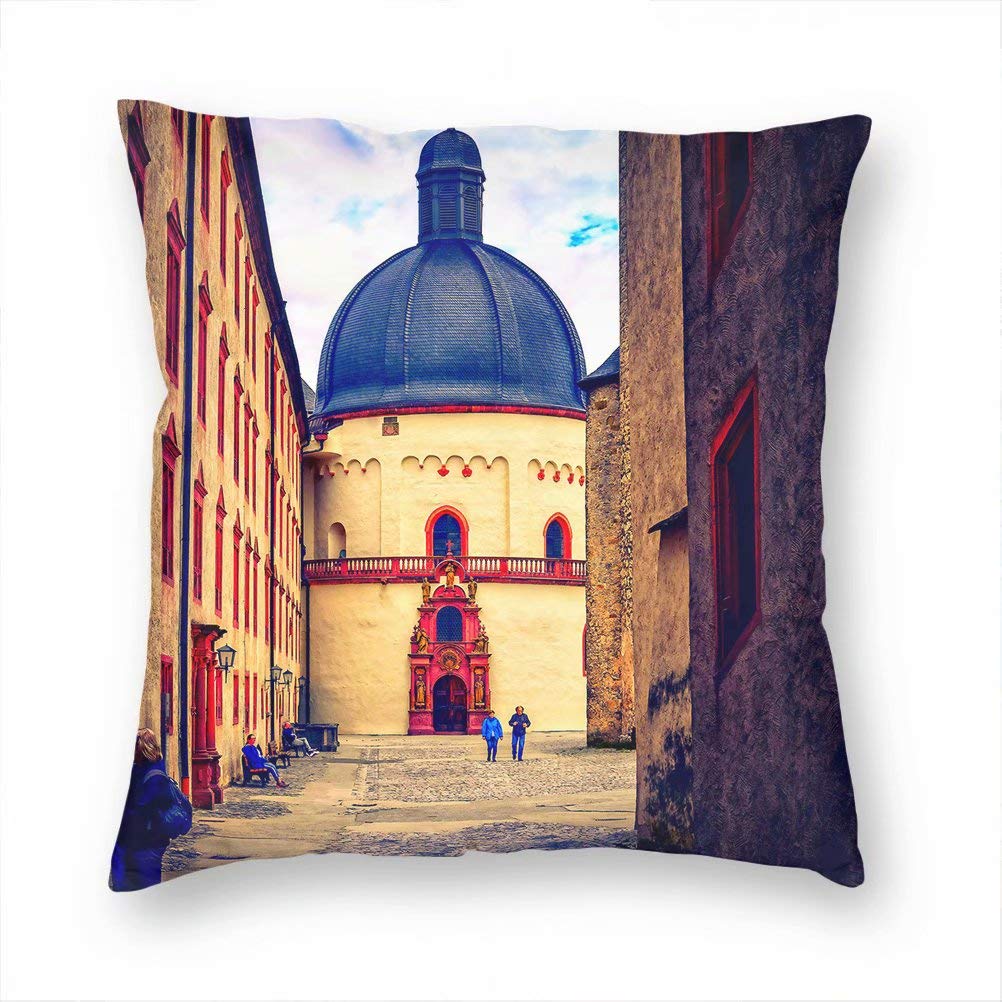German Russian Fortress Design Decorative Pillow Cover 18x18 Inch - Soft Cushion Case for Sofa, Chair, Bed, Car - Perfect for Living Room, Bedroom, Office Decor (KXR-2542)