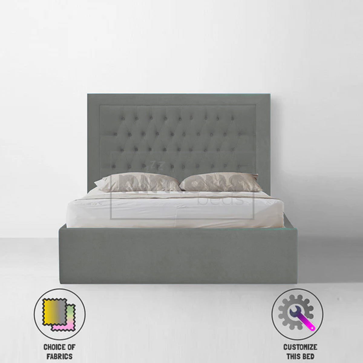 Chesterfield Bumper Bed Frame - Queen Size Upholstered Platform Bed with Tufted Headboard for Bedroom | Perfect for Modern, Classic & Luxury Home Decor