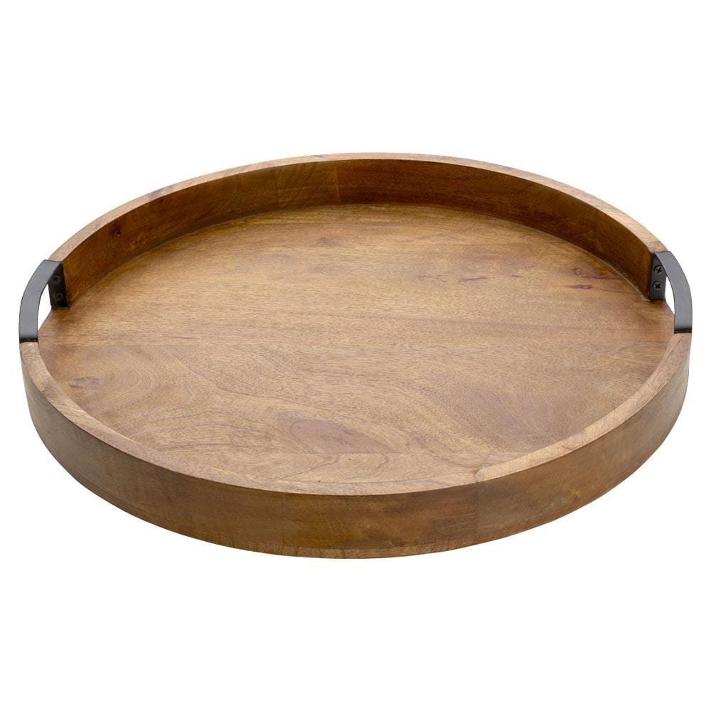 18 Inch Mango Wood Lazy Susan Serving Tray - Spinning Turntable for Dining Table, Kitchen Counter, Buffet & Party Serving - Rustic Wooden Decor for Home & Restaurant Use
