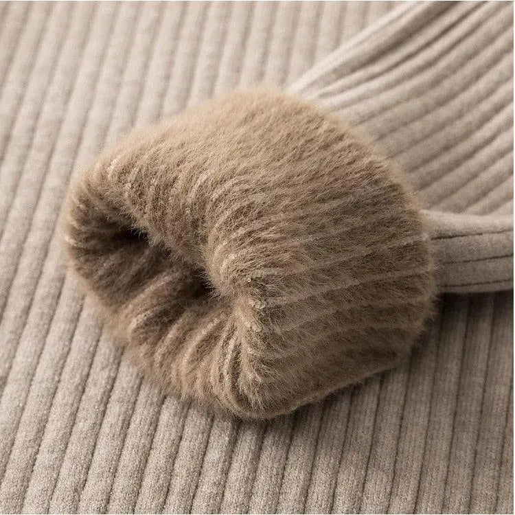 Elegant Winter Ruffled Mock Neck Sweater for Women - Cozy Knit Pullover for Casual Outfits & Holiday Gatherings