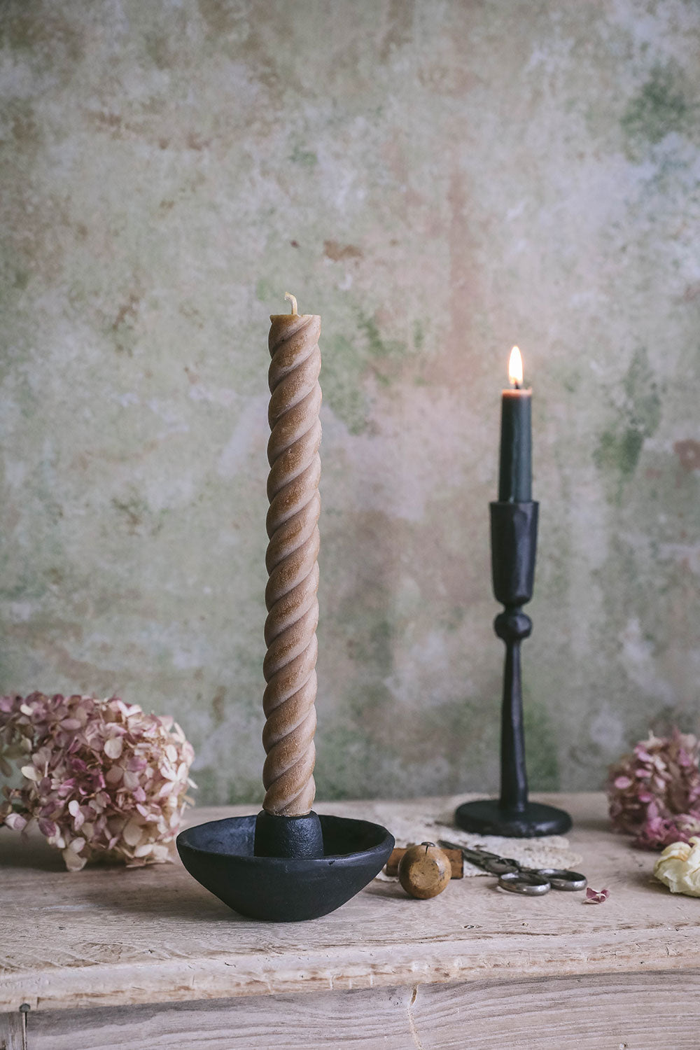 Natural Beeswax Rope Taper Candles Set - Handmade Pure Beeswax Candles for Home Decor, Wedding, Romantic Dinner & Meditation - 12-Pack Eco-Friendly Dripless Candles