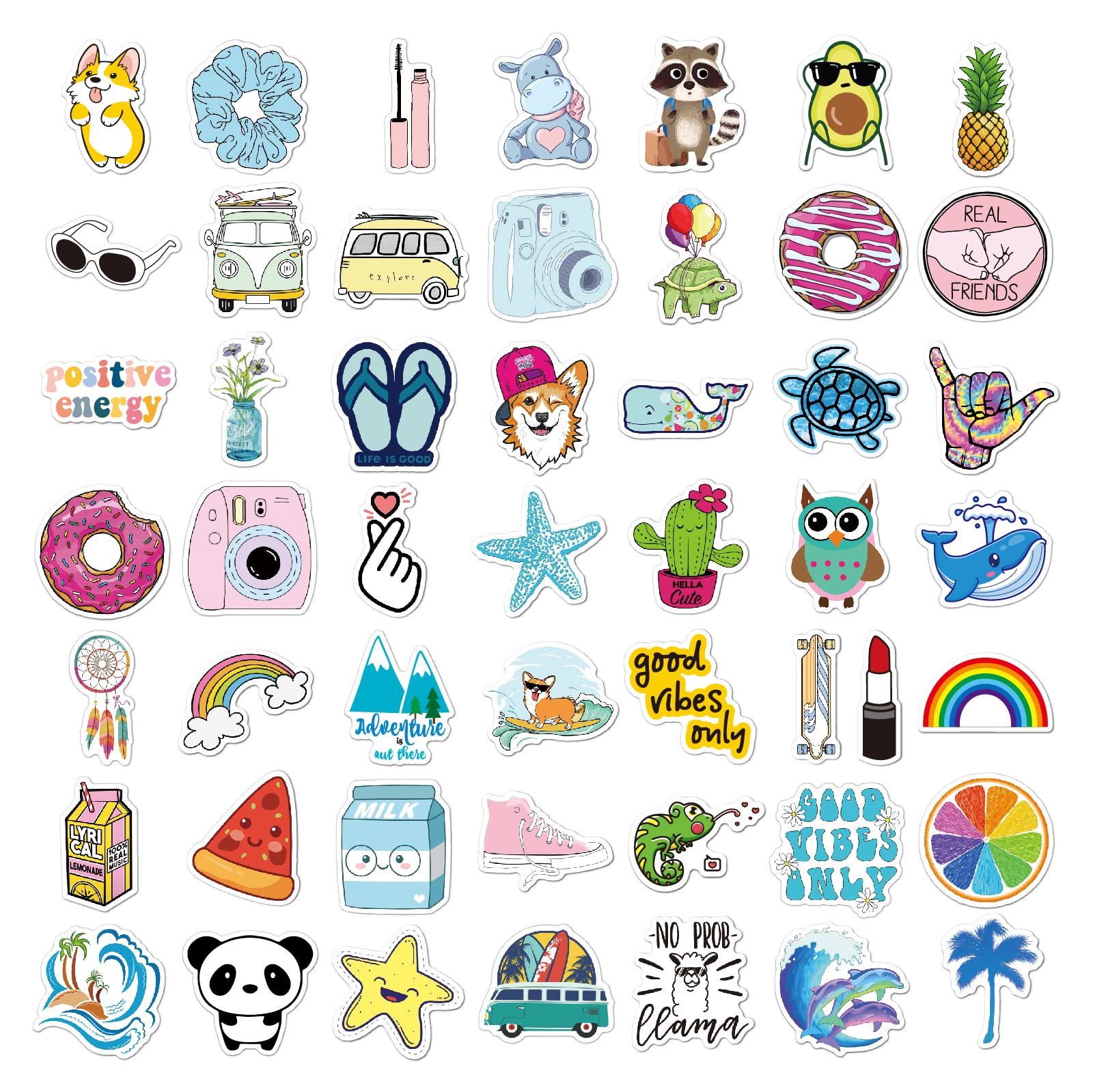 100 Pack Waterproof Vinyl Stickers for Water Bottles, Laptops, Skateboards & Luggage - Cute Aesthetic Decals for Kids, Teens & Girls - Perfect for School, Travel & Personalizing Belongings