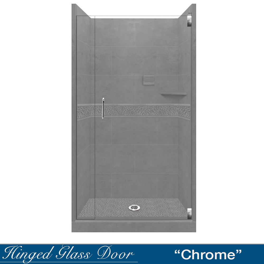 Pebble Wet Cement Small Alcove Shower Enclosure Kit - Waterproof Bathroom Upgrade for Modern Homes, Perfect for Small Spaces & DIY Installation