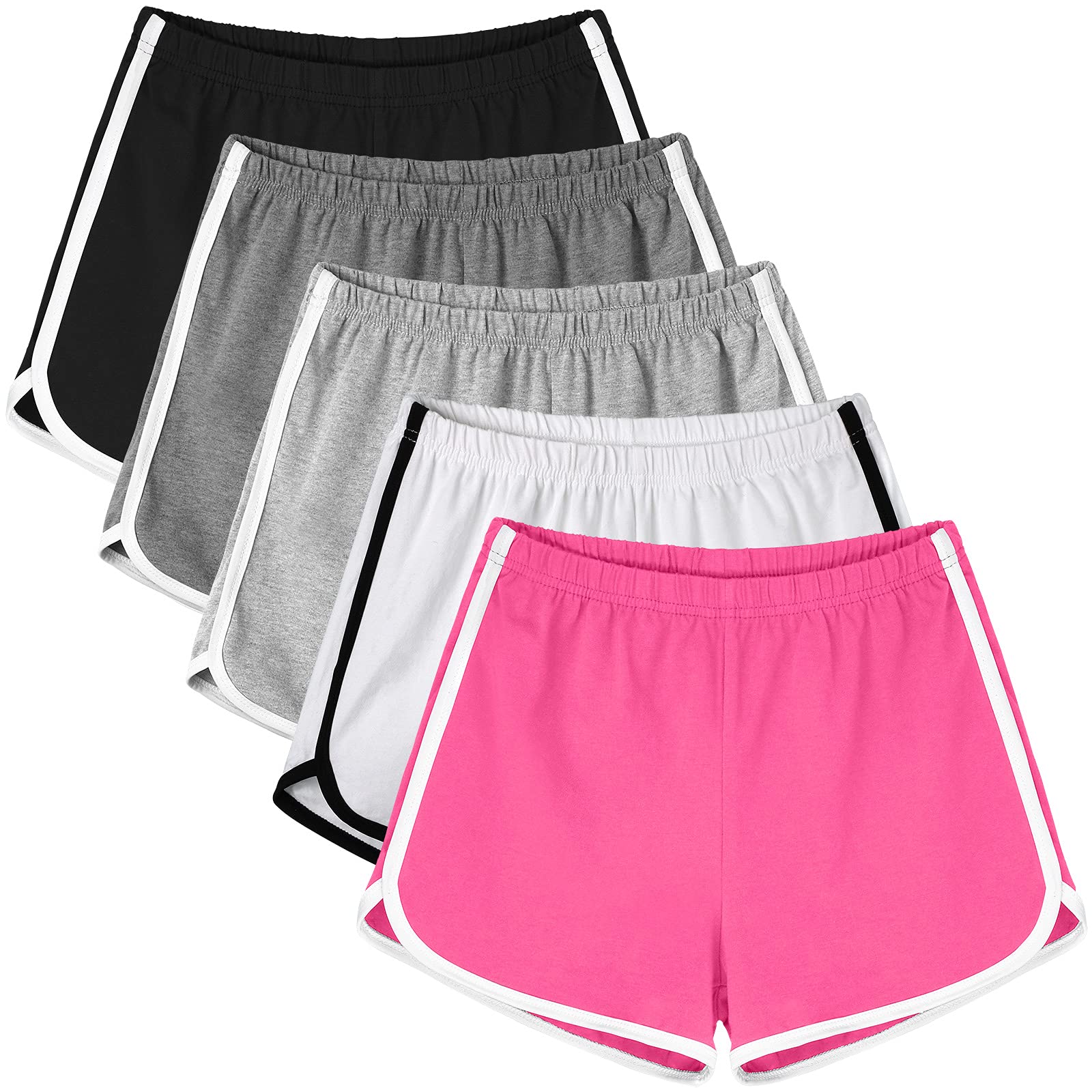 Motarto 5-Pack Women's Cotton Athletic Shorts - Dolphin Print Workout Shorts for Yoga, Running, Dance & Gym - Breathable & Comfortable for Summer Sports & Casual Wear