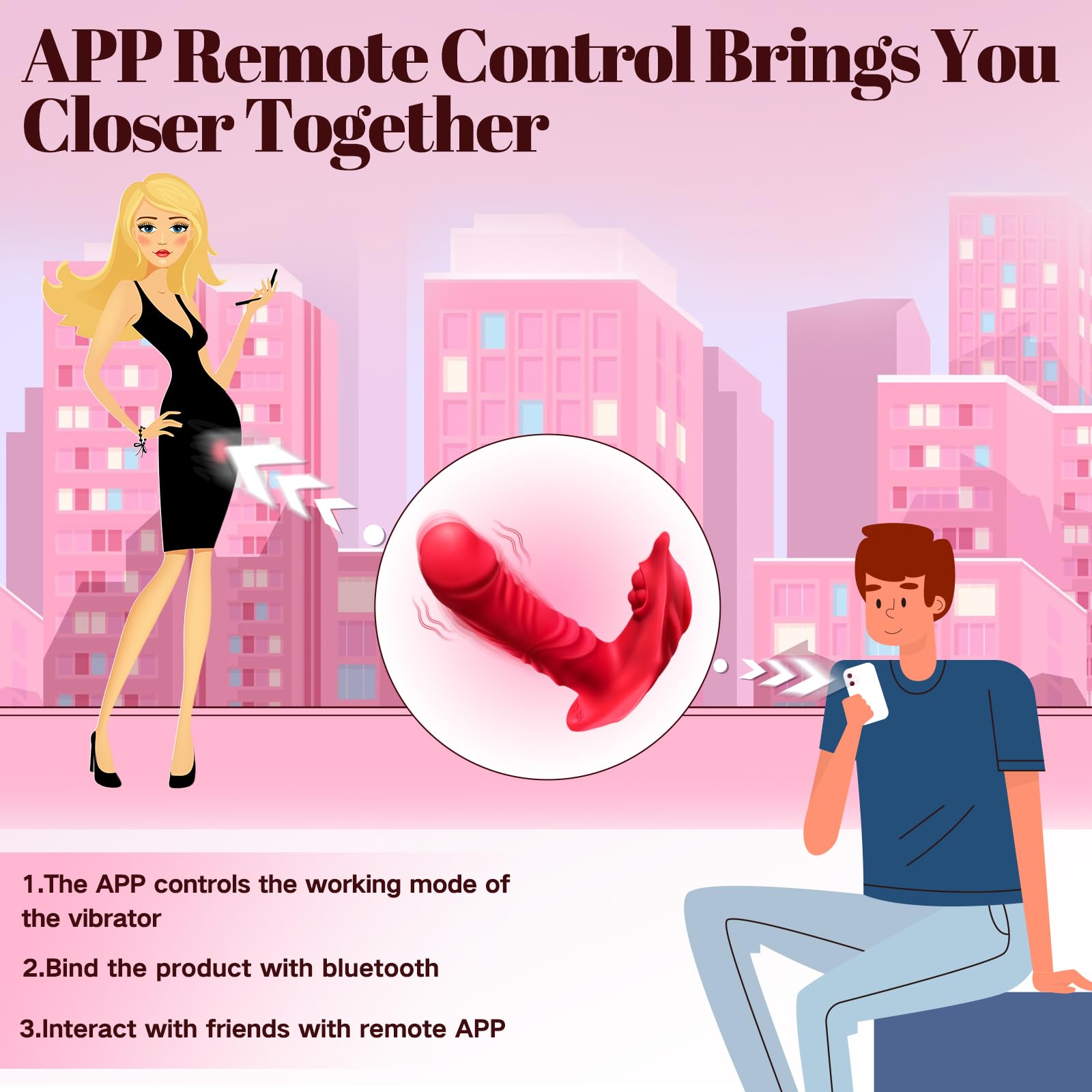 APP Remote Control Vibrator Sex Toy - Wearable Thrusting Dildo with 10 Thrusting & 9 Vibrating Modes for Women & Couples | G-Spot, Clit, Nipple & Anal Stimulation | Perfect for Long Distance Play & Romantic Nights