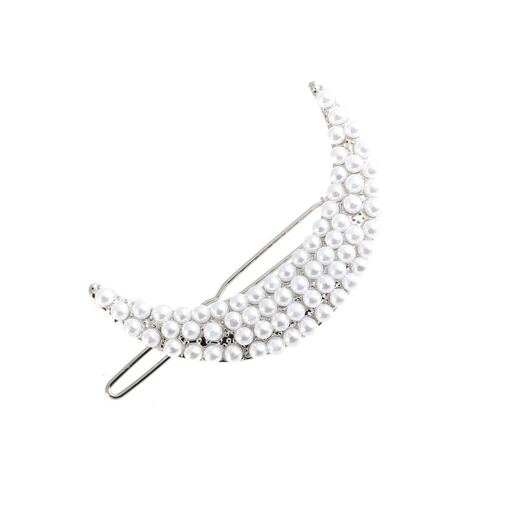 Elegant Rhinestone Half Moon Hair Clips for Women - Delicate Stylish Hair Jewelry Accessories Set - Perfect for Weddings, Parties & Everyday Wear