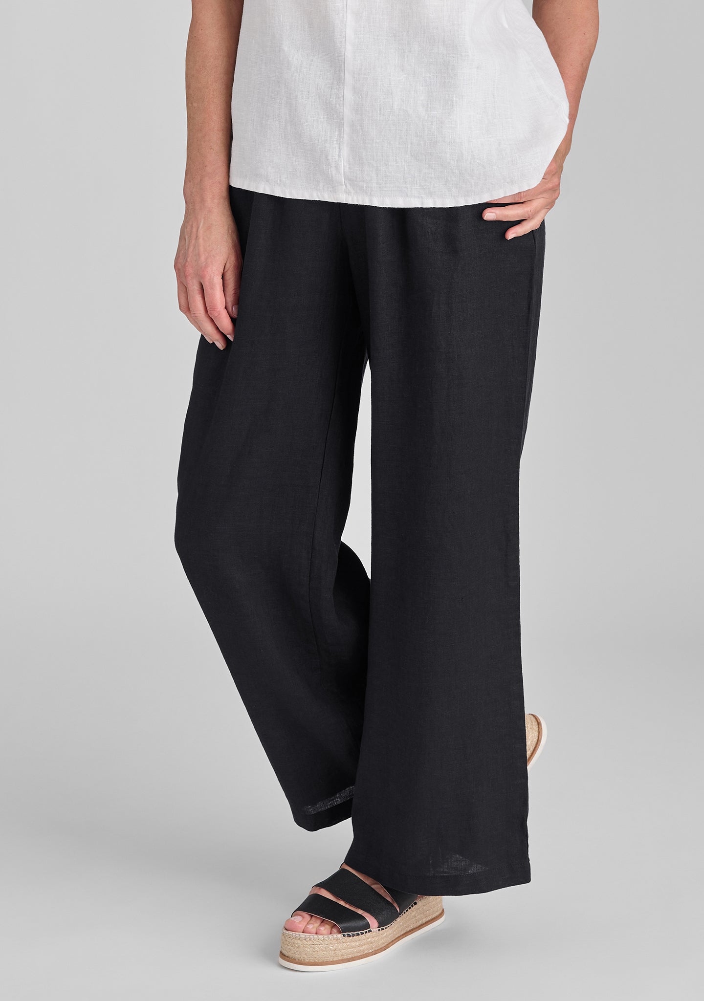 Flowing Linen Pants for Women - Elastic Waist Comfortable Wide Leg Trousers - Perfect for Summer, Beach, Yoga and Casual Wear
