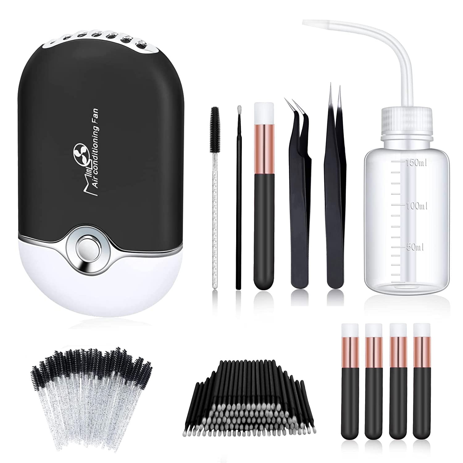 Aussido 159 PCS Professional Eyelash Extension Kit - Lash Fan, Dryer, Shampoo Brushes, Squeeze Bottle, Mascara Brushes & Tweezers - Perfect for Salon, Home & Professional Lash Artists